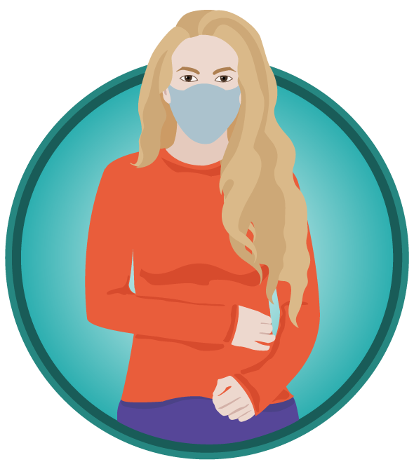 person with covid 19 symptons